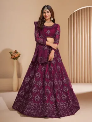 Elegant Semi-Stitched Maroon Embellished with Dupatta | Free Delivery