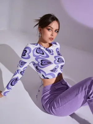 Party Regular Sleeves Printed Women Purple Top | Free Shipping
