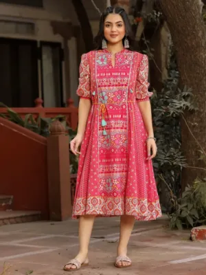 Women A-line Multi color Midi-Calf Length Dress | Free Delivery
